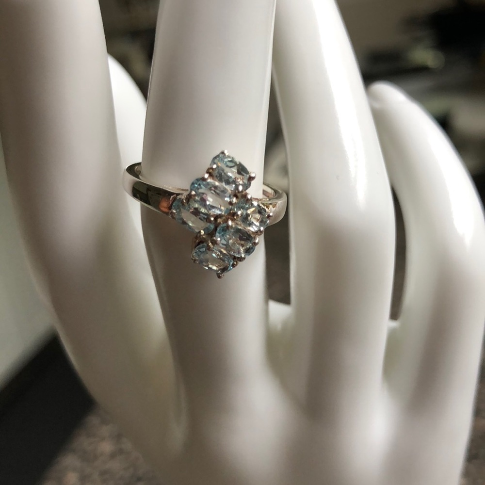 NWOT Blue topaz sterling ring 6 3/4